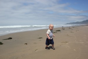 Ezra's first time on the beach - Oregon coast